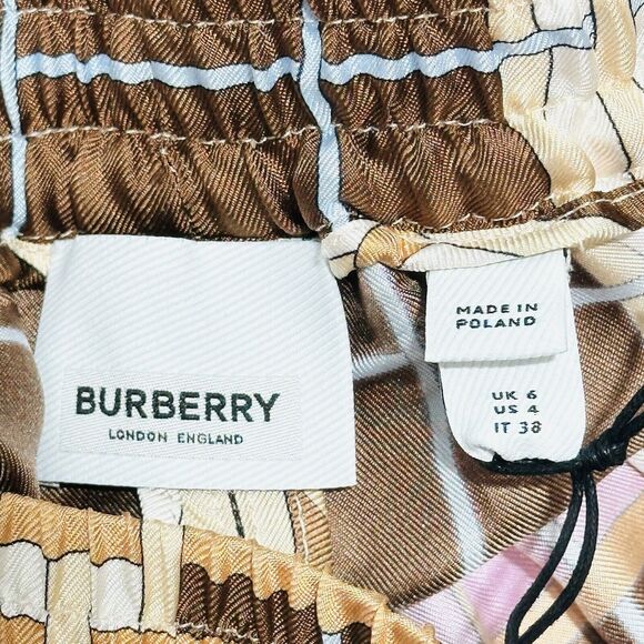 Burberry 100% Silk High Waist Pull On Shorts Multi Color Geometric Sz 4 NWT $820 - Picture 8 of 14